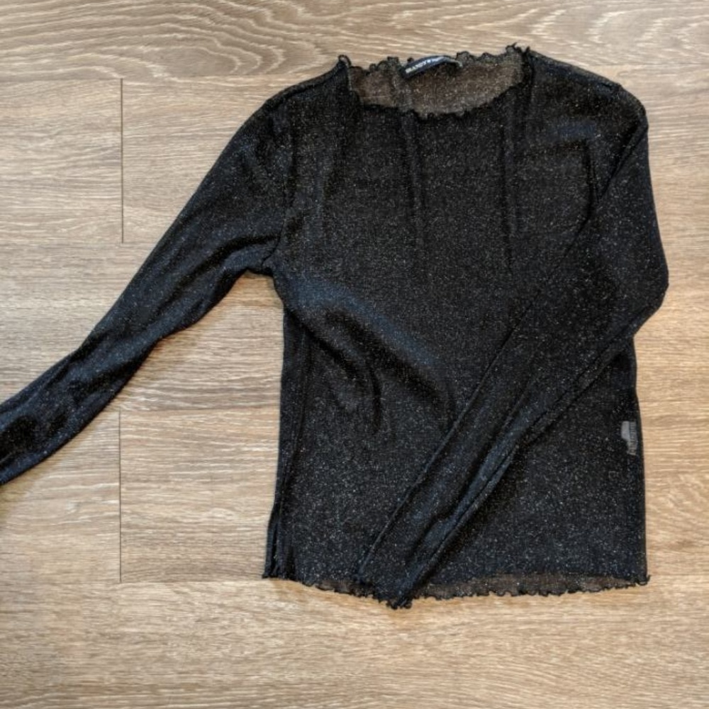 See Threw Sparkle Long Sleeve Shirt